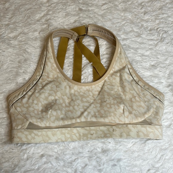 Fabletics Cream Multi-patterned Adjustable Athletic Bra - Picture 2 of 8